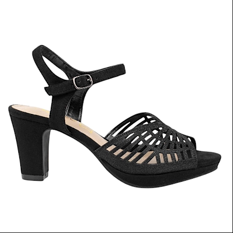 Sandalia Tacón corte Mariposa Piel (Dorado/Negro) - Prestigio C-513