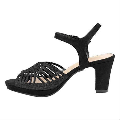 Sandalia Tacón corte Mariposa Piel (Dorado/Negro) - Prestigio C-513