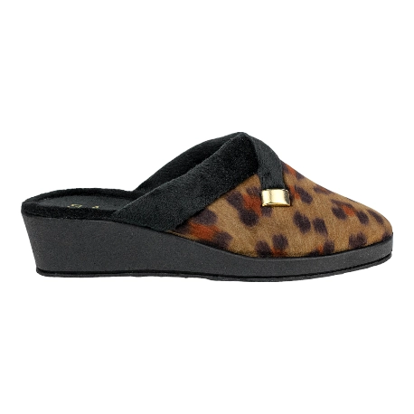 Zapatilla Casa Mujer Verano Abierta Leopardo Cuña Salemera AT313636