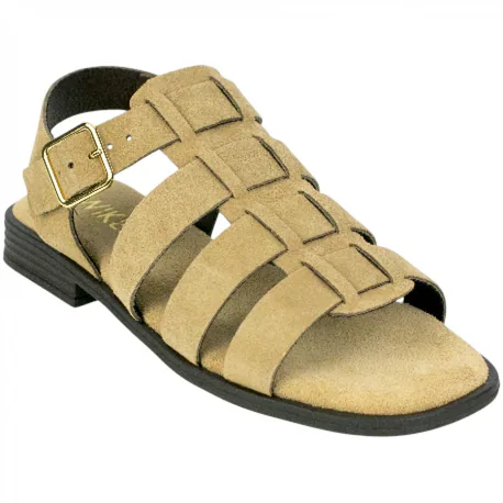 Sandalias cangrejeras de mujer de piel serraje con plantilla gel - Wikers T 162515