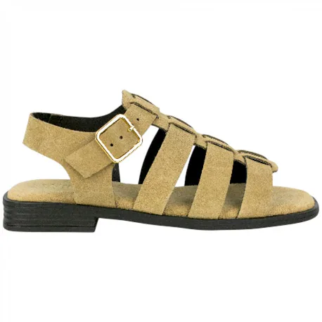 Sandalias cangrejeras de mujer de piel serraje con plantilla gel - Wikers T 162515