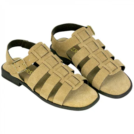 Sandalias cangrejeras de mujer de piel serraje con plantilla gel - Wikers T 162515