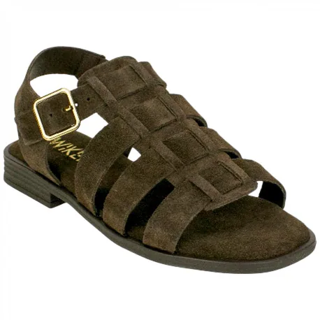 Sandalias cangrejeras de mujer de piel serraje con plantilla gel - Wikers T 162515