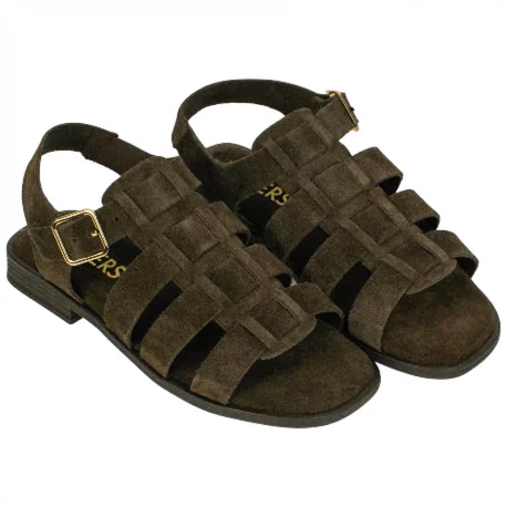 Sandalias cangrejeras de mujer de piel serraje con plantilla gel - Wikers T 162515