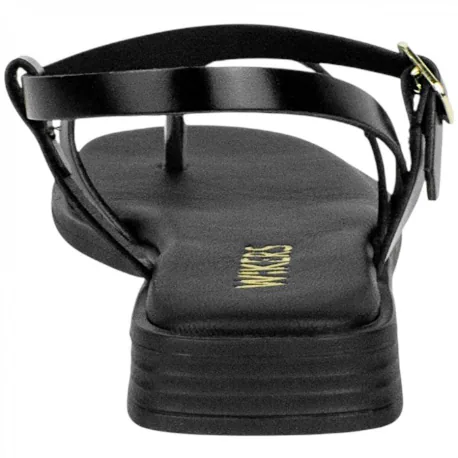 Sandalia Esclava Piel Negro Pulsera Plantilla Gel Plana Wikers T 62837