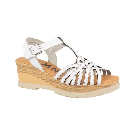 Sandalias Mujer Estilo Cangrejera Blanco Piel Plantilla Gel Confort KMN F-1088