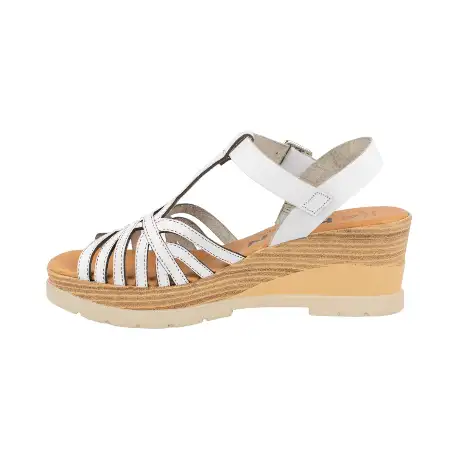 Sandalias Mujer Estilo Cangrejera Blanco Piel Plantilla Gel Confort KMN F-1088