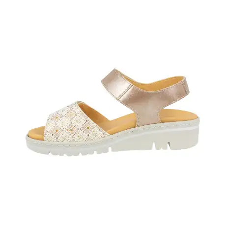 Sandalias Cómoda de Cuña Azul Marino y Beis Cierre Contacto Plantilla Extraible 36140