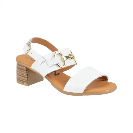 Sandalias de Vestir de Piel para Mujer con Tacón Ancho y Estribo Decorativo plantilla gel - KMN F-7001