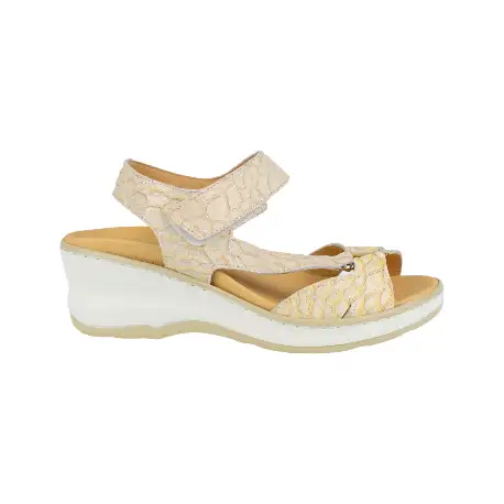 Sandalias de Piel con Cuña Media y Plantilla Extraíble para Mujer - Descanflex 18553