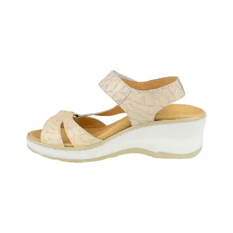 Sandalias de Piel con Cuña Media y Plantilla Extraíble para Mujer - Descanflex 18553