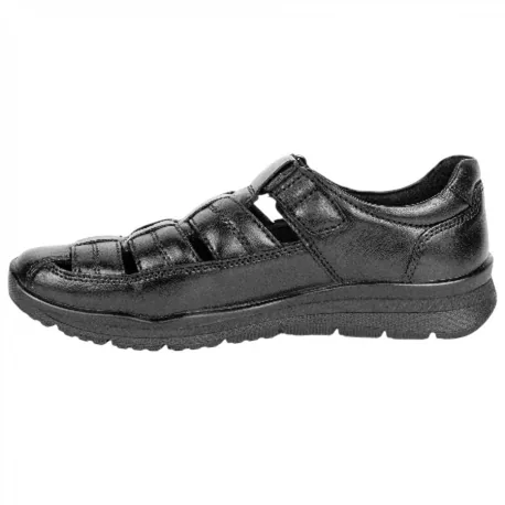 Sandalia Piel Velcro Negro Semicerrada Plana St. Gallent SANDINOF