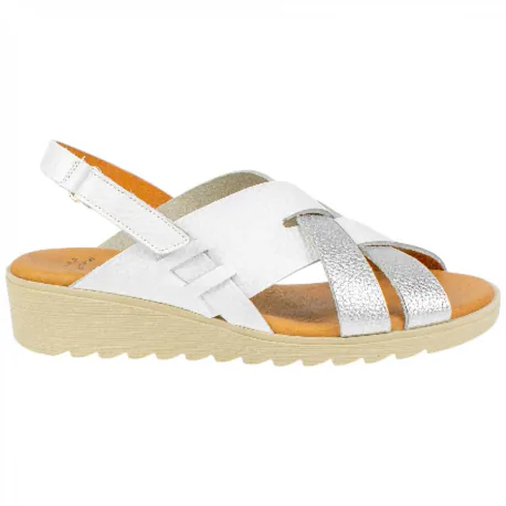 Sandalia Cuña Baja Piel Combinada Plantilla Gel KMN 2661