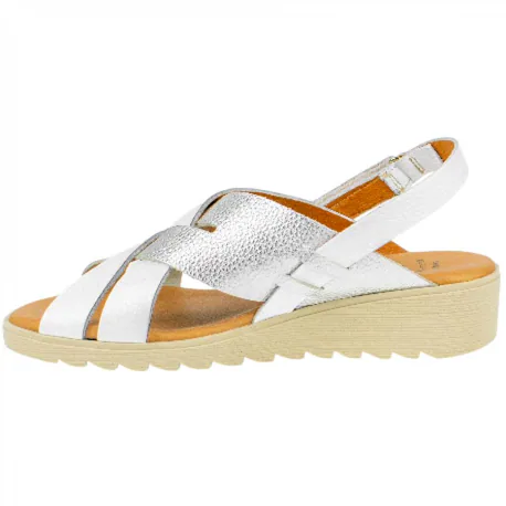 Sandalia Cuña Baja Piel Combinada Plantilla Gel KMN 2661