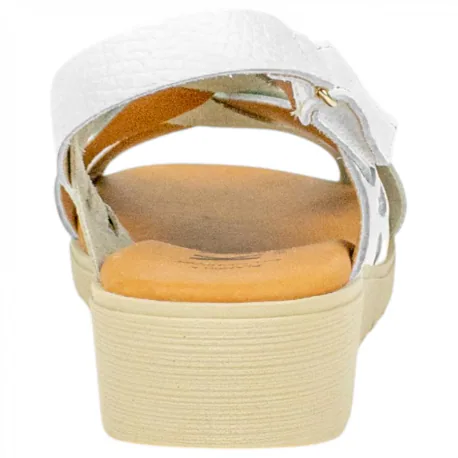 Sandalia Cuña Baja Piel Combinada Plantilla Gel KMN 2661