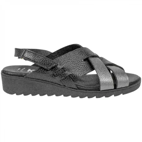 Sandalia Cuña Baja Piel Combinada Plantilla Gel KMN 2661