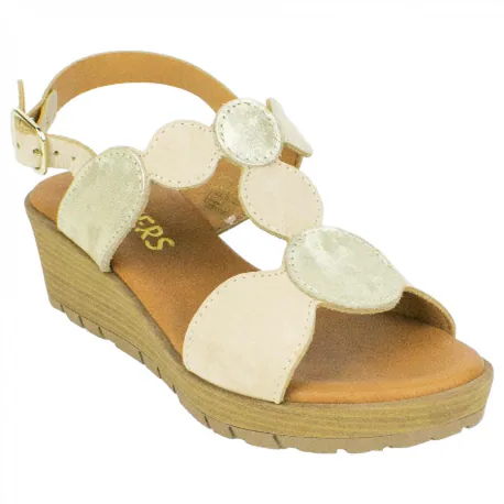 Sandalias de Piel para Mujer con Cuña y Plantilla de Gel - Wikers T-90863