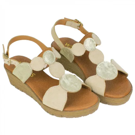 Sandalias de Piel para Mujer con Cuña y Plantilla de Gel - Wikers T-90863