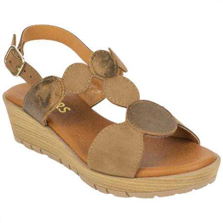 Sandalias de Piel para Mujer con Cuña y Plantilla de Gel - Wikers T-90863