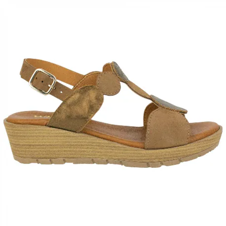 Sandalias de Piel para Mujer con Cuña y Plantilla de Gel - Wikers T-90863