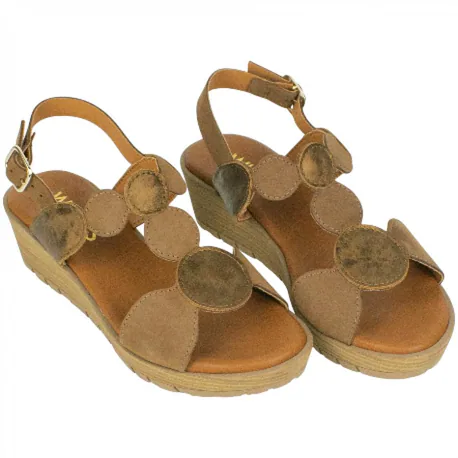 Sandalias de Piel para Mujer con Cuña y Plantilla de Gel - Wikers T-90863
