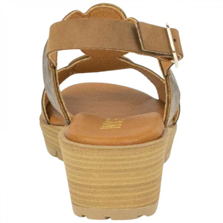 Sandalias de Piel para Mujer con Cuña y Plantilla de Gel - Wikers T-90863