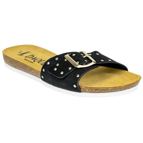 Sandalias de Pala Bio para Mujer de Piel Negra con Tachuelas - K.Daques WILL 363