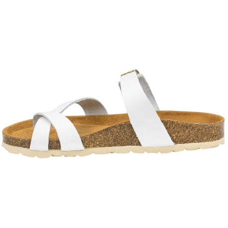 Sandalias Bio Planas de Piel Blanca con Diseño de Dedo para Mujer - Autenti 3572