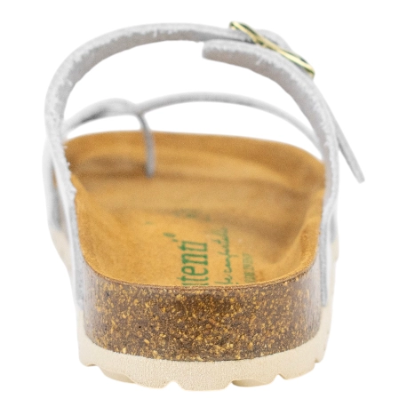Sandalias Bio Planas de Piel Blanca con Diseño de Dedo para Mujer - Autenti 3572