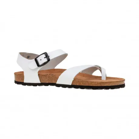 Sandalias Bio de Mujer Blancas Marrones y Negras Entrededo Pulsera de Piel Suver 520014