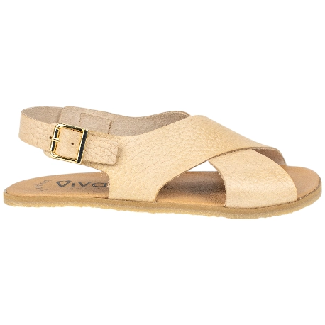 Sandalias Barefoot Mujer Piel Camel con Tiras Cruzadas y Hebilla Lateral - Vivant v-9105