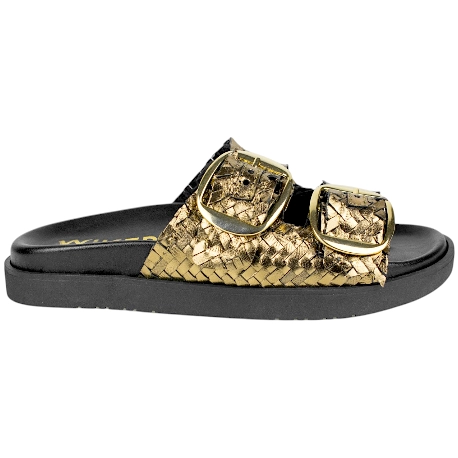 Sandalias Bio de Piel Trenzada Wikers para Mujer con Doble Hebilla - R-64787