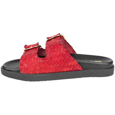 Sandalias Bio de Piel Trenzada Wikers para Mujer con Doble Hebilla - R-64787