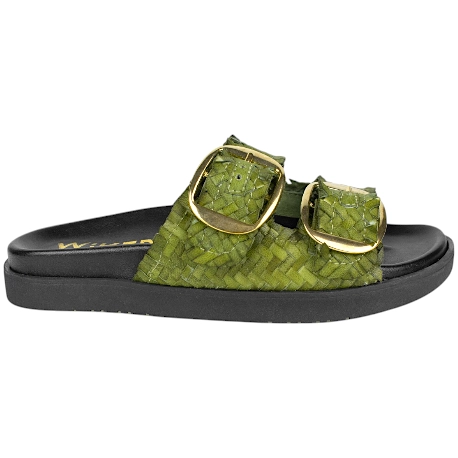 Sandalias Bio de Piel Trenzada Wikers para Mujer con Doble Hebilla - R-64787