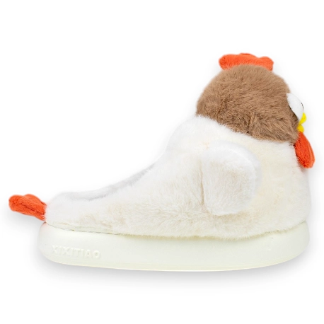 Pantufla Mujer Invierno Abierta Divertida Gallina D2428btmj