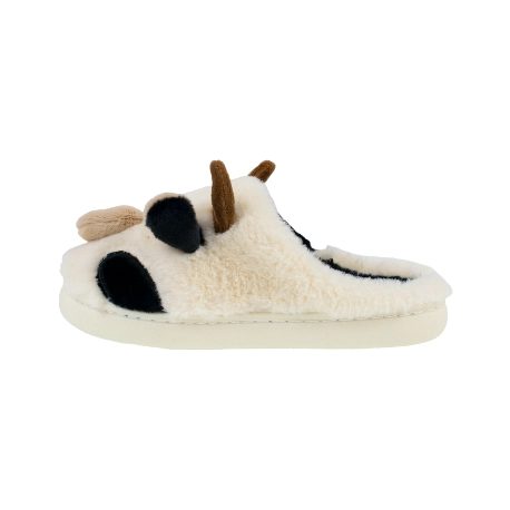 Zapatillas de andar por casa super comodas Mujer y Niña Invierno Abiertas Blanco y Negro de Vaca D006cehdjxt