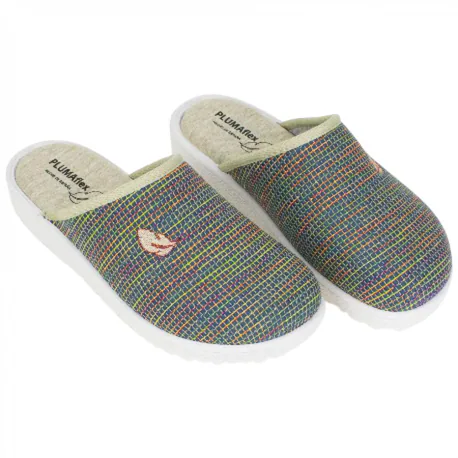 Zapatilla Casa Descalza Plana Plantilla Extraíble Plumaflex 80074 Indigo
