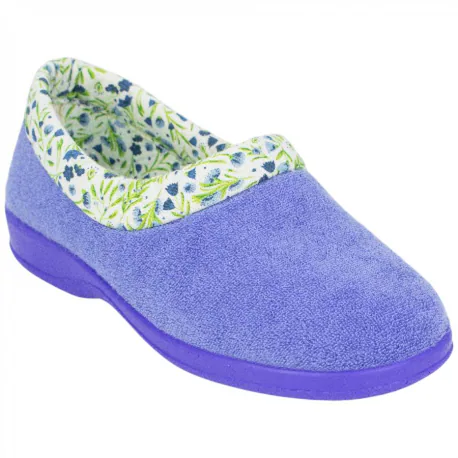 Zapatilla Cerrada Rizo Escotada Flores Plana Costa SOL88812