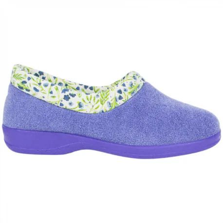 Zapatilla Cerrada Rizo Escotada Flores Plana Costa SOL88812