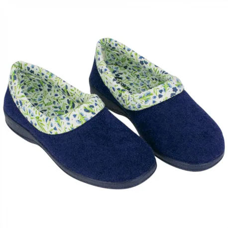 Zapatilla Cerrada Rizo Escotada Flores Plana Costa SOL88812