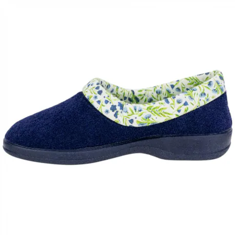 Zapatilla Cerrada Rizo Escotada Flores Plana Costa SOL88812