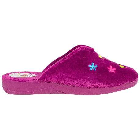 Zapatilla Descalza Cuña Baja Flores Granate Alcalde 5562