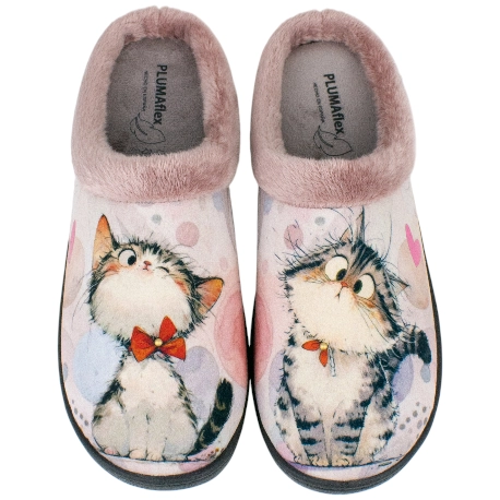 Zapatilla Descalza Casa Plana Mujer Gatito Rosa Plumaflex 12213