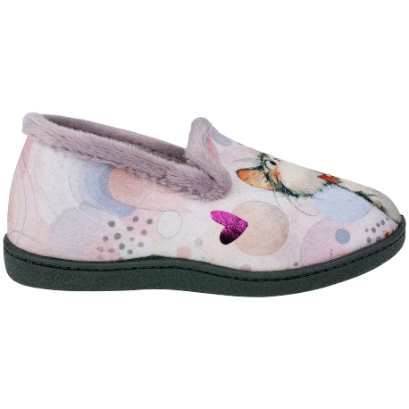 Zapatilla Cerrada Plana Gatito Plumaflex 12215 Rosa