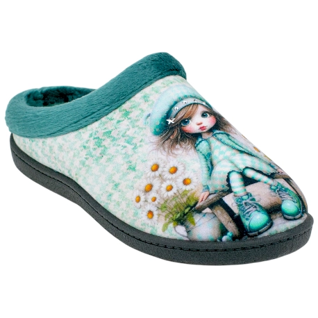 Zapatilla Descalza Plana Azul Niña Banco Plumaflex 12213