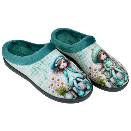 Zapatilla Descalza Plana Azul Niña Banco Plumaflex 12213