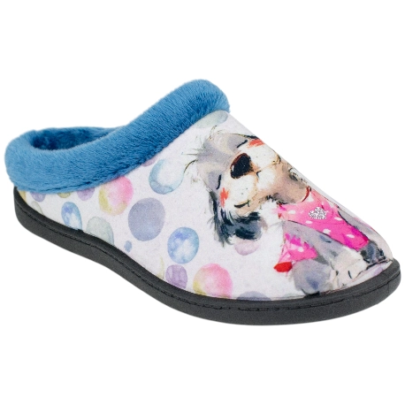 Zapatilla Descalza Casa Mujer Azul Perrito Plumaflex 12213