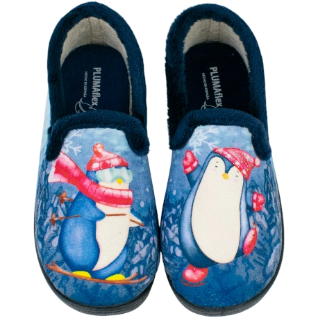 Zapatilla Cerrada Azul Pingüino Plana Plumaflex 12215