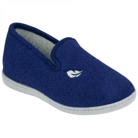 Zapatilla de Casa Cerrada Rizo Azul Marino Plana Plumaflex 12344