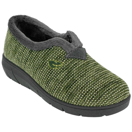 Zapatilla Casa Cerrada Verde Cuña Media Plumaflex 14238 Copete Twist